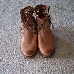 Coolway Tan Ankle Booties with Cut-Out Design